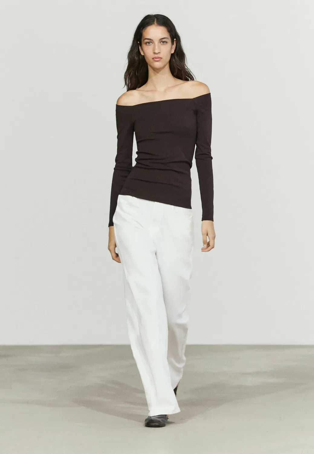Топ с длинными рукавами Massimo Dutti, Dark Brown — фото 4