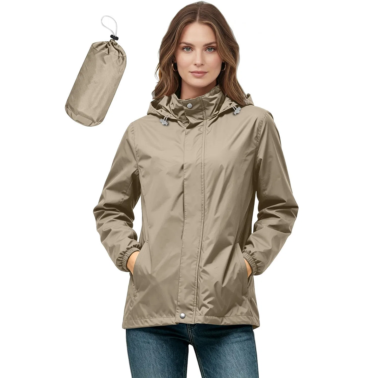 Женская ветровка с капюшоном Active Outdoor, cachi