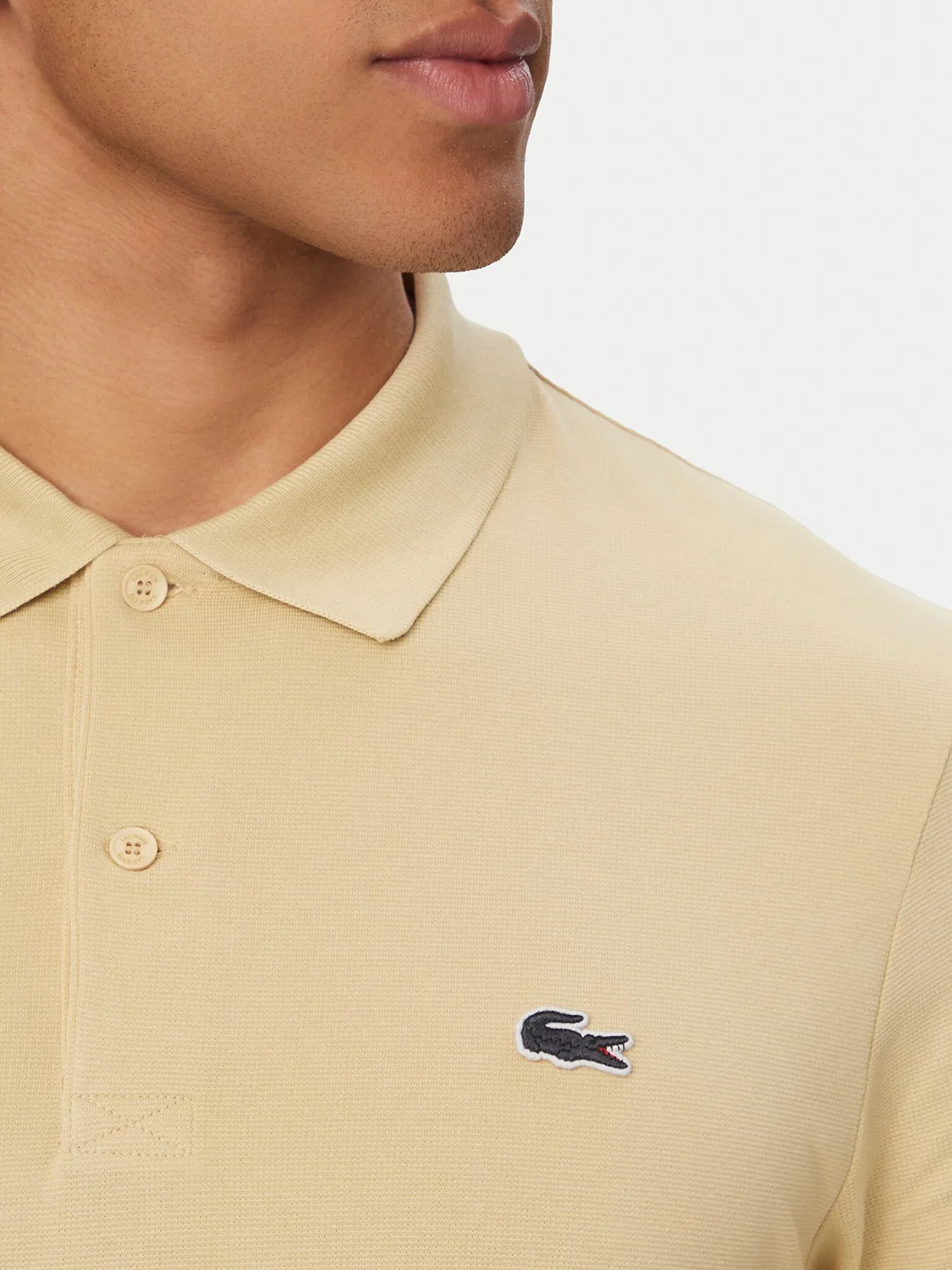 Мужское поло приталенного кроя Lacoste, светло-бежевый — фото 4