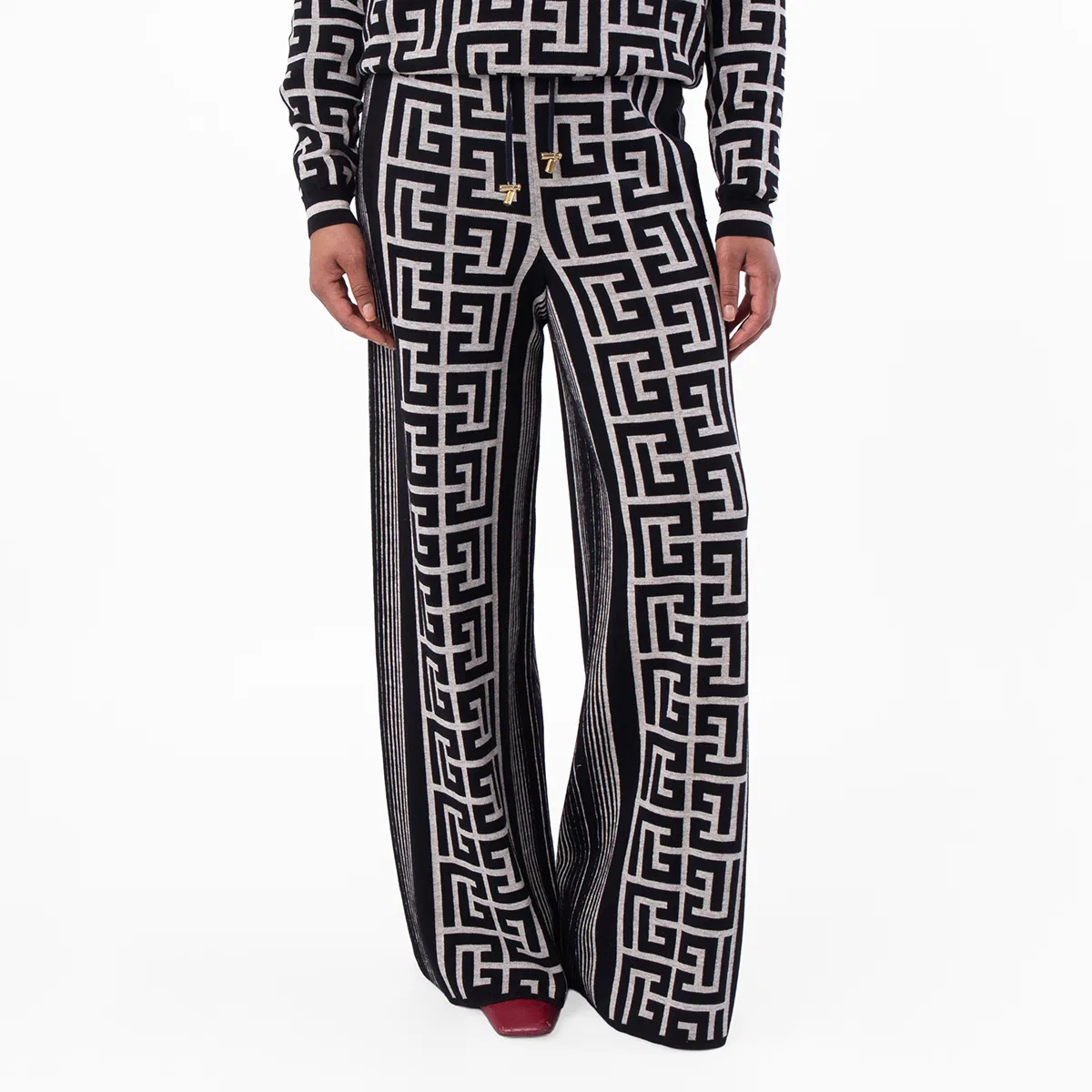 Спортивные брюки с монограммой Balmain, Ivoire/Black
