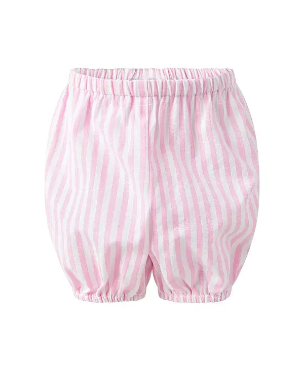 Детское платье для девочек без рукавов с комплектом трусиков Girls' bow smocked striped dress and bloomers Rachel Riley, розовый — фото 3