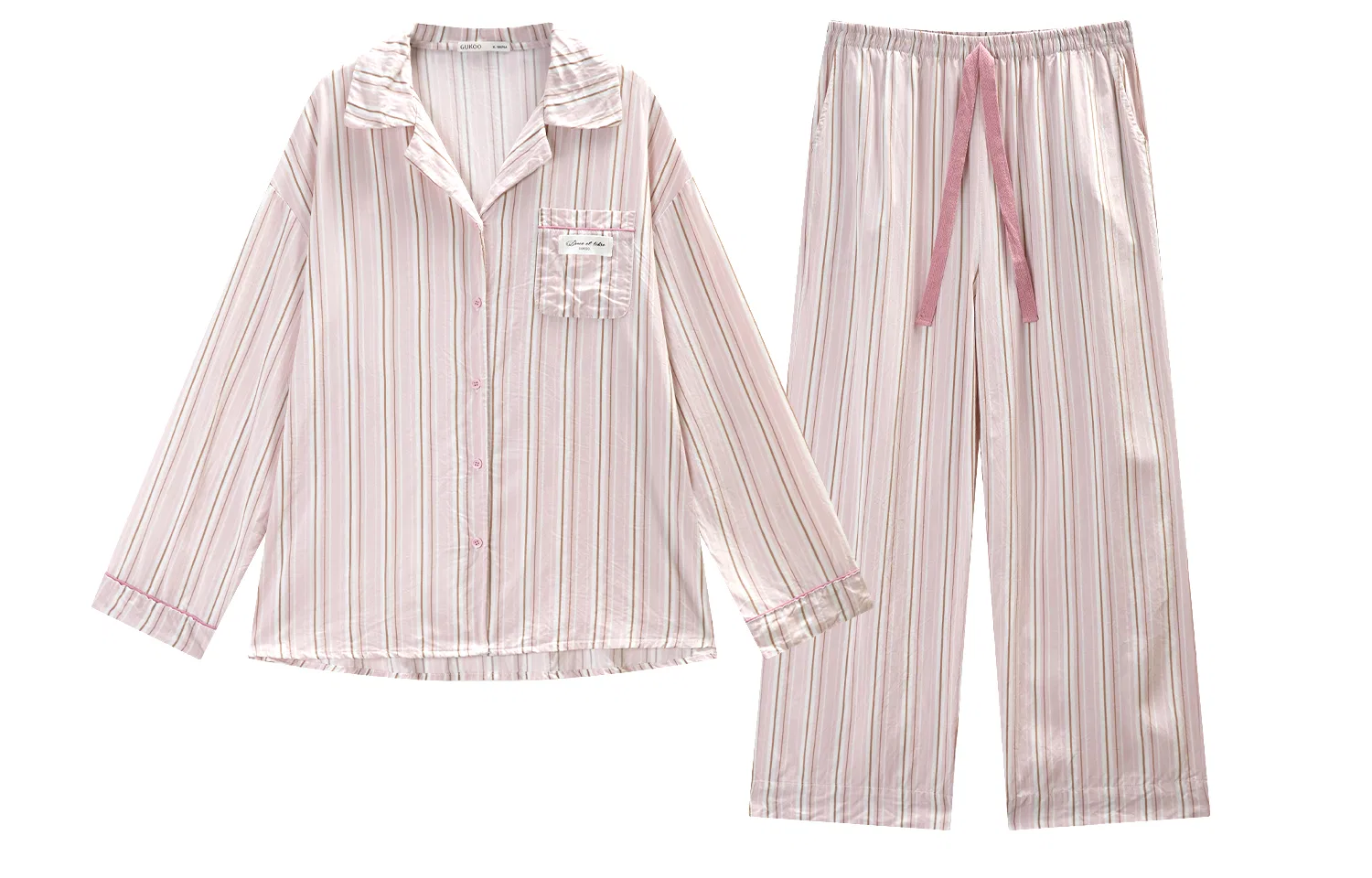 Детский комплект пижамы с длинным рукавом GUKOO, Light Gray Pink