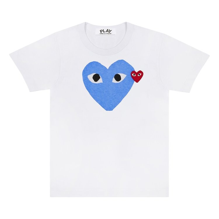 Футболка Comme des Garçons PLAY Red Emblem Heart T-Shirt 'White/Blue', белый — фото 2