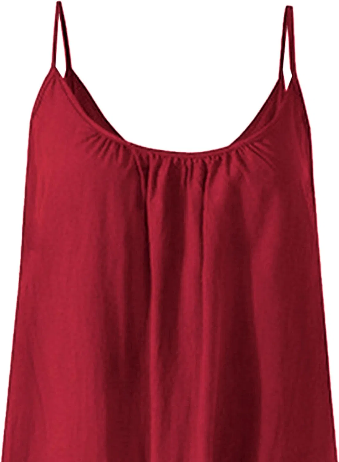 Женское летнее макси-платье на бретелях с рюшами, Wine Red — фото 3