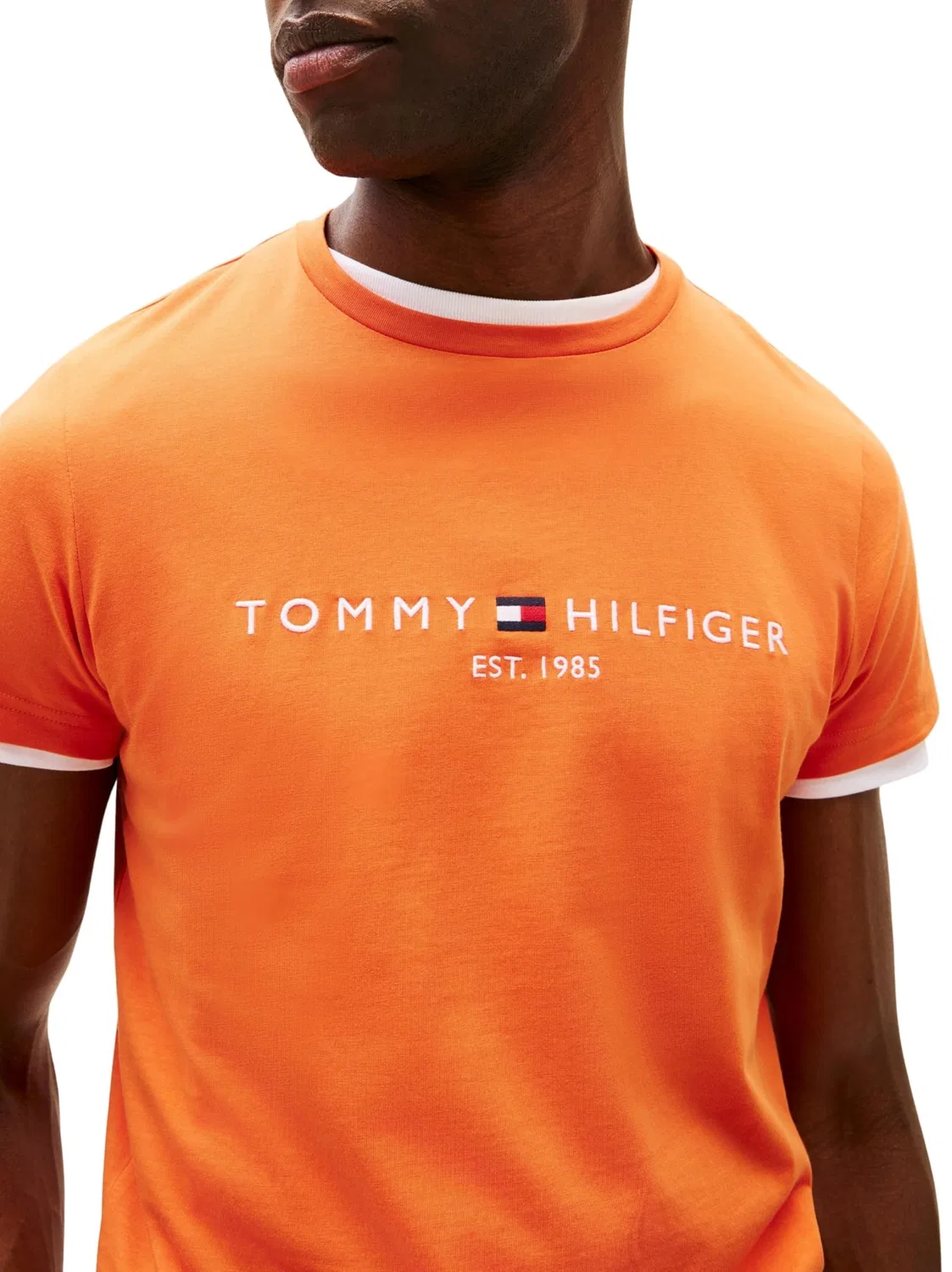 Мужская футболка с коротким рукавом Slim Fit Tommy Hilfiger, Orange (Brilliant Orange) — фото 4