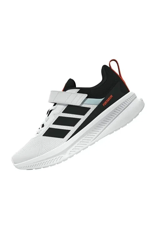 Детские кроссовки для девочек полосатые Fortarun 4.0 El C Adidas, Ftwr White-Core Black — фото 2