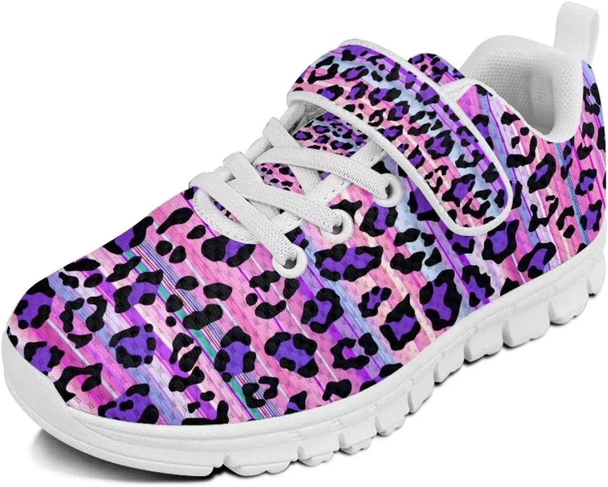 Детские кроссовки с принтом коровы Howilath, Purple Cheetah Print