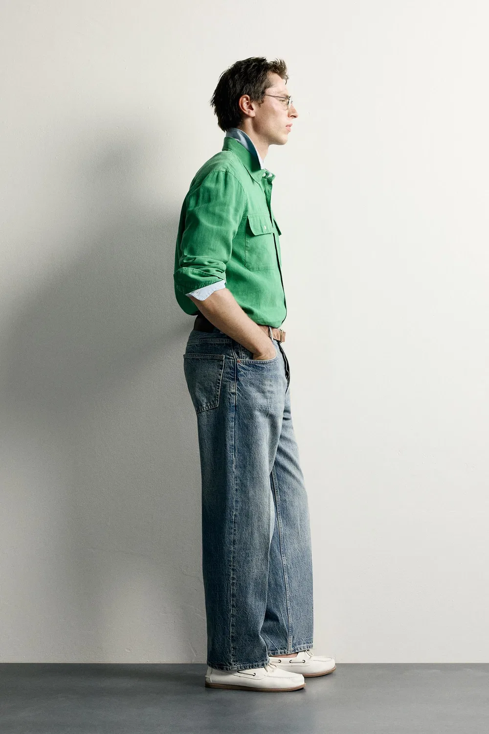 Рубашка из льняной ткани лиоцелл ZARA, Green — фото 4