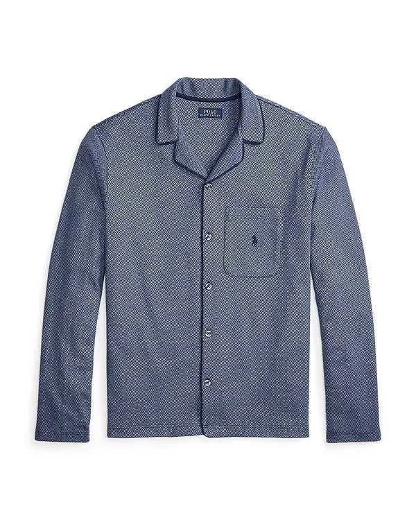 Женская пижамная рубашка из жаккарда с принтом "елочка" Polo Ralph Lauren, Cruise Navy — фото 4