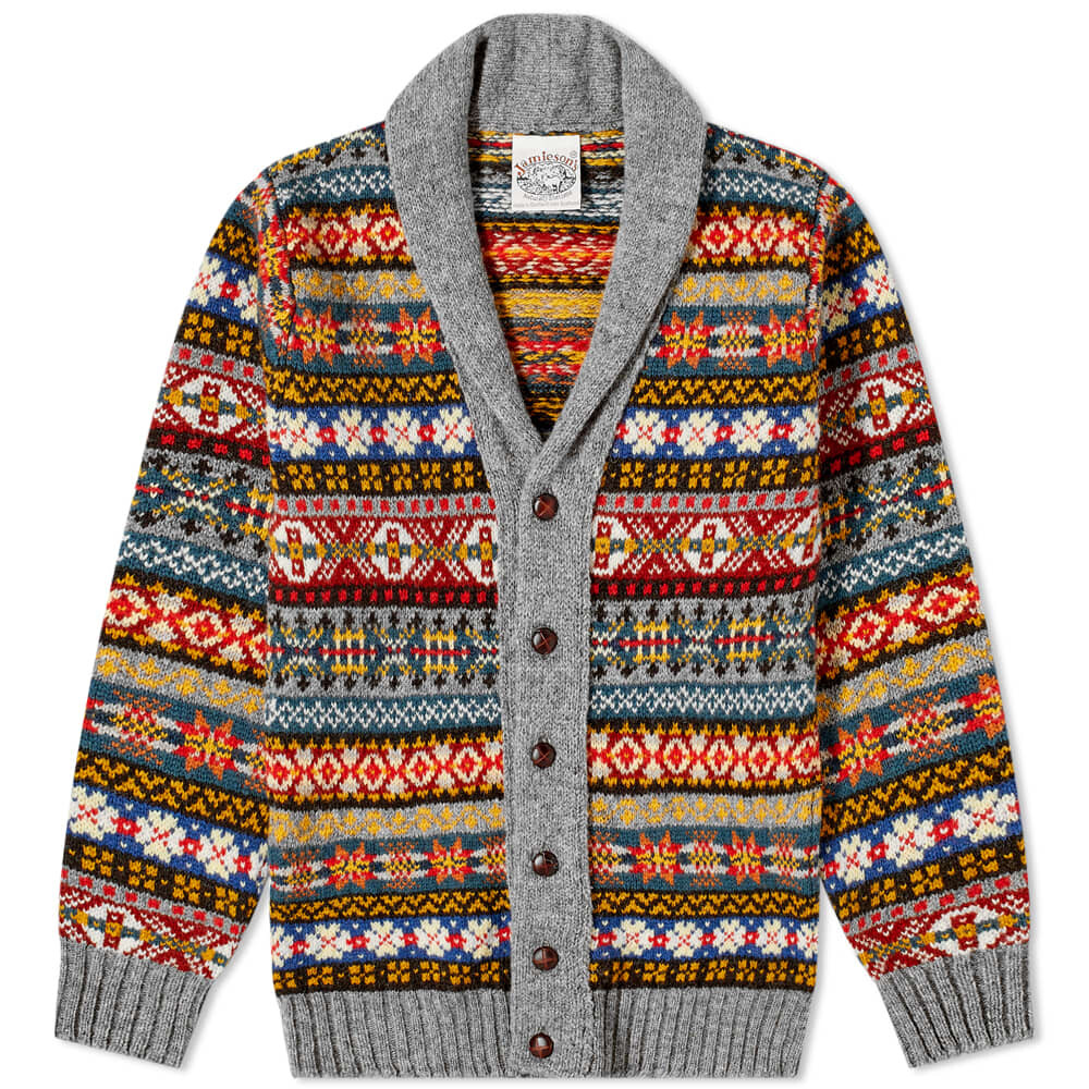 

Джемпер Jamieson's of Shetland Fair Isle Shawl Collar Cardigan, Серый, Джемпер Jamieson's of Shetland Fair Isle Shawl Collar Cardigan