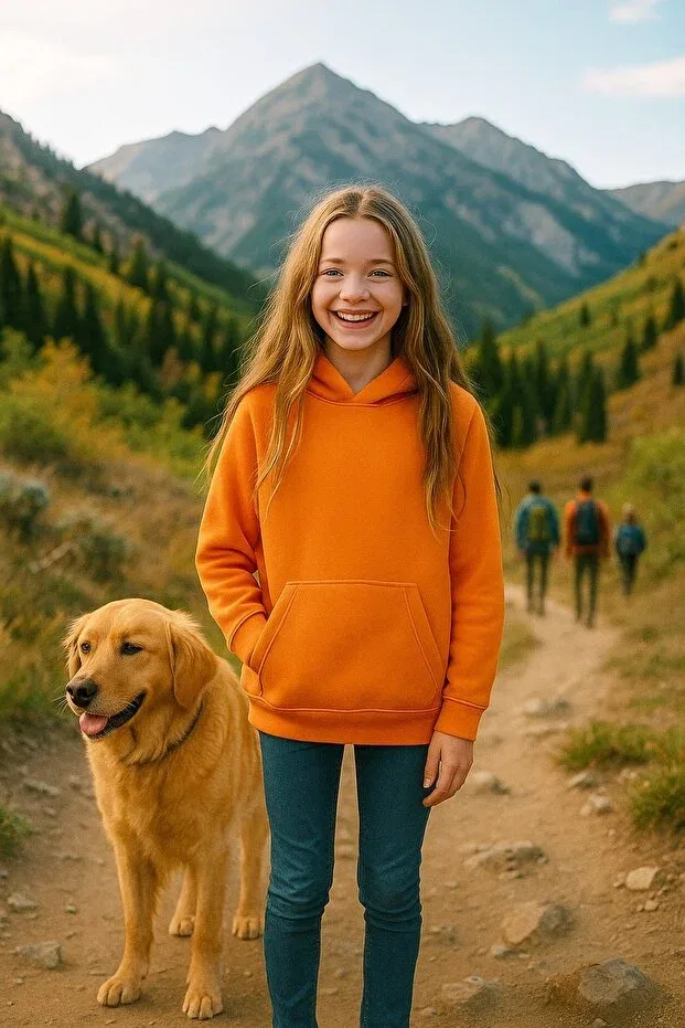 Детские свитшот для мальчиков с капюшоном оверсайз Cloise, Oranj — фото 2