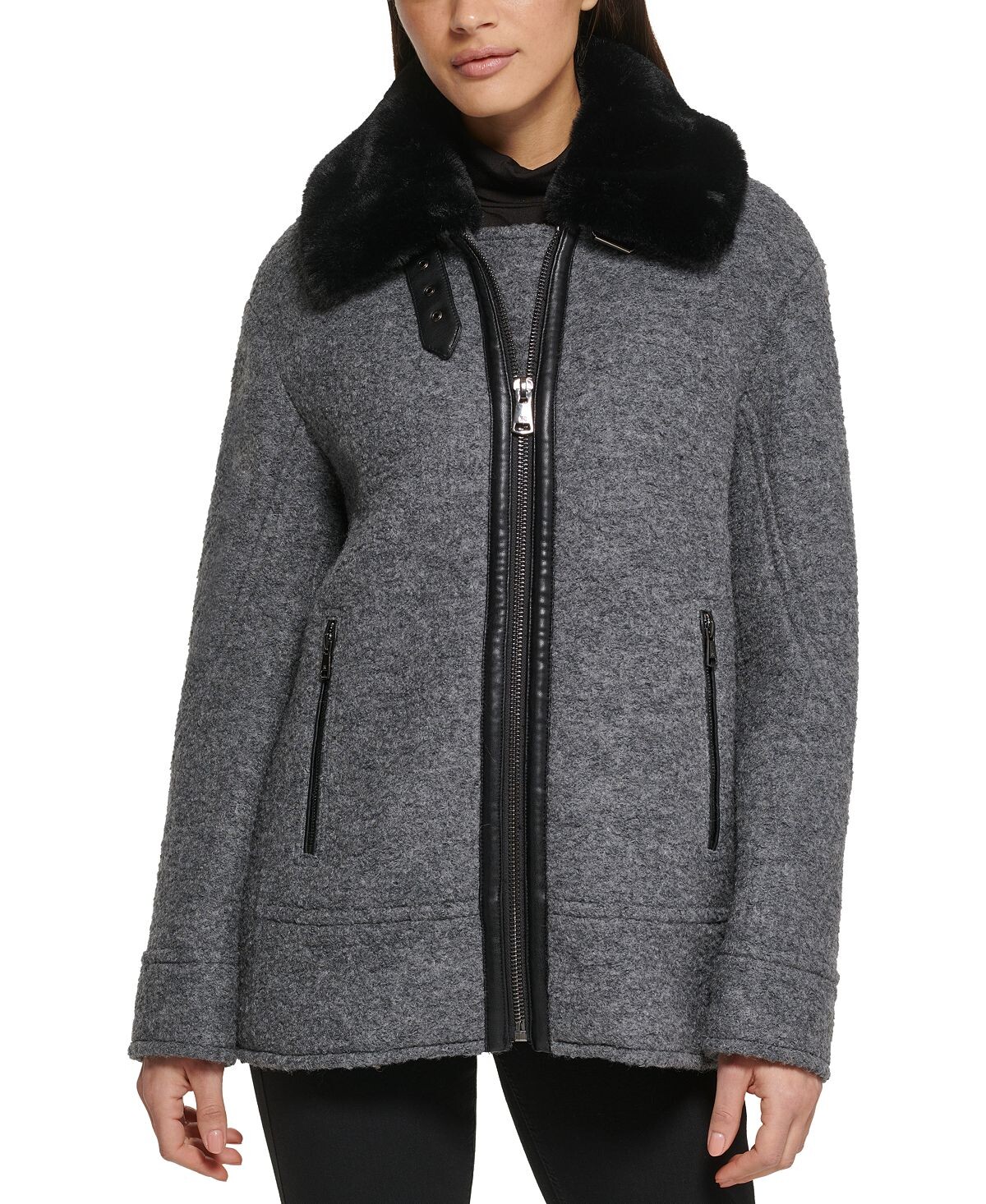 

Женское байкерское пальто с воротником из искусственного меха Kenneth Cole, мульти, Серый, Женское байкерское пальто с воротником из искусственного меха Kenneth Cole, мульти