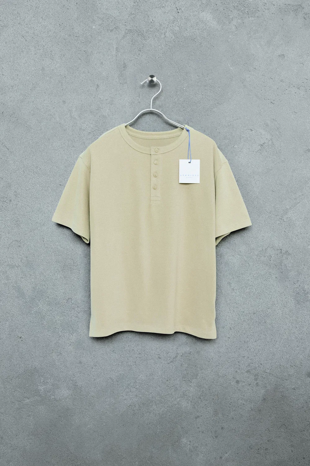 STORIESZ - Футболка Henley из плотной ткани ZARA, Light Green