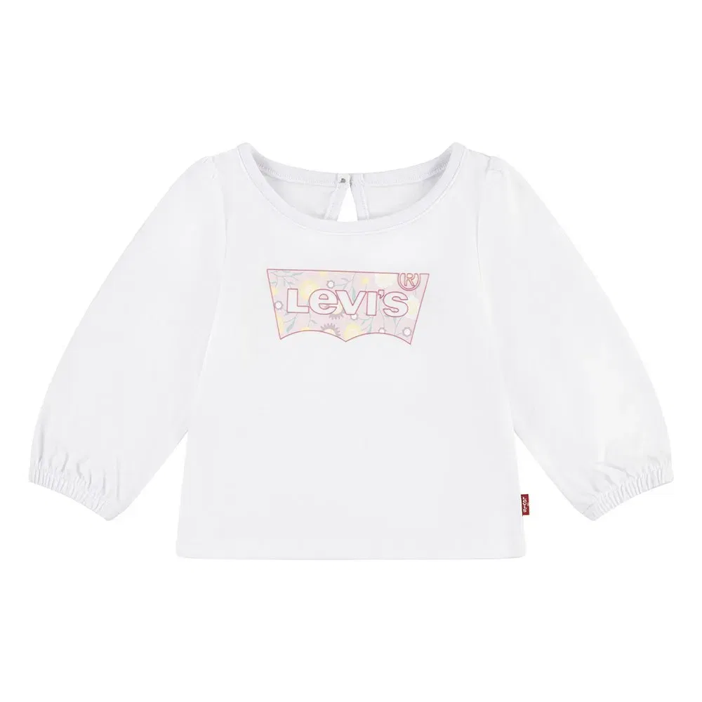 Детская футболка для девочек с принтом Batwing Puffer Detail Levi's, White