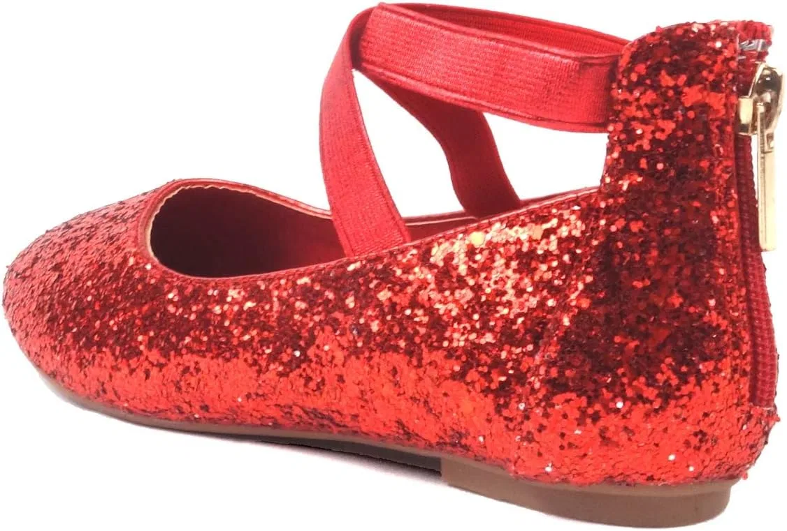 Детские туфли-балетки для девочек с ремешком на щиколотке Nova Utopia Nova Footwear, Redglitter — фото 4