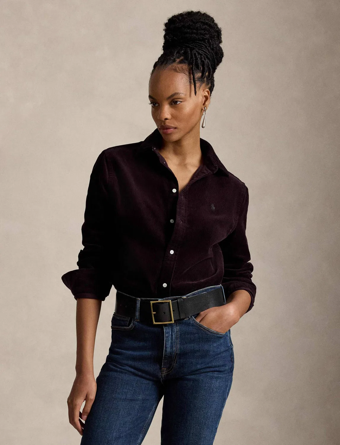 Женская рубашка из вельвета в рубчик с длинным рукавом Polo Ralph Lauren, Viola