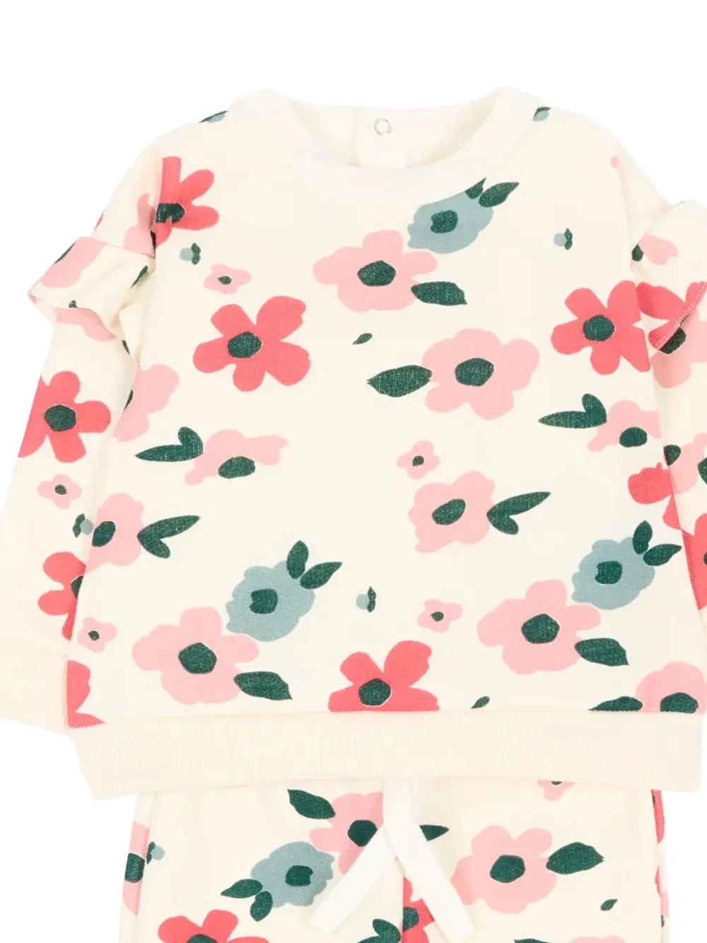 Спортивный костюм с оборками и цветочным принтом Petit Bateau, бежевый — фото 3