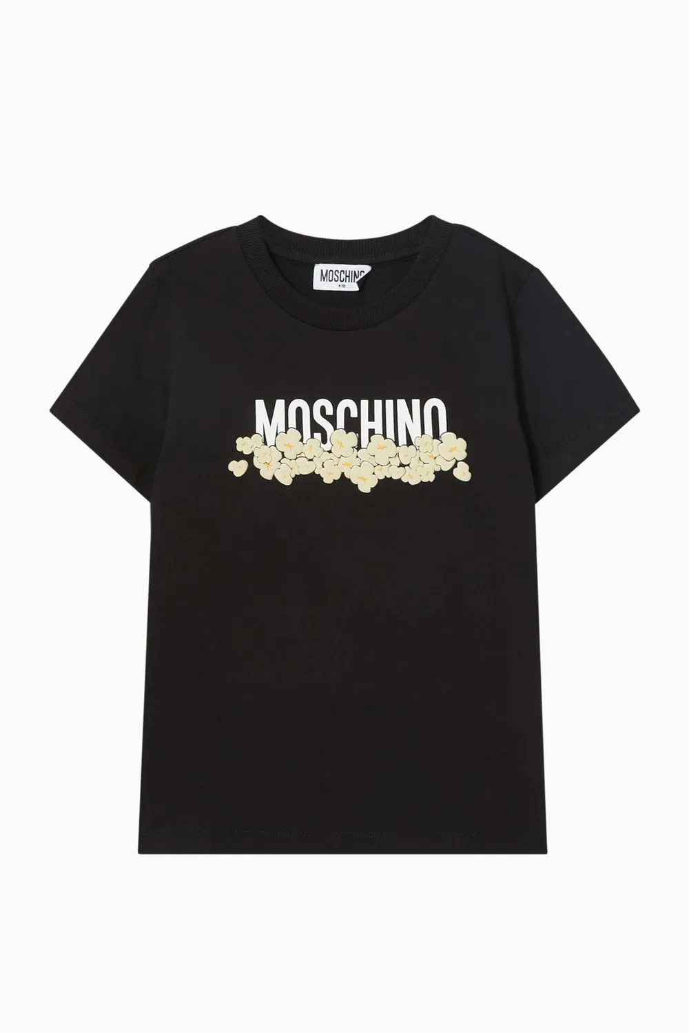 Футболка хлопковая с принтом попкорн и логотипом Moschino, черный