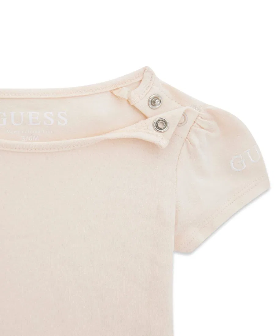 Комплект из боди и джинсового сарафана GUESS, Soft Cream/Blue Denim — фото 4