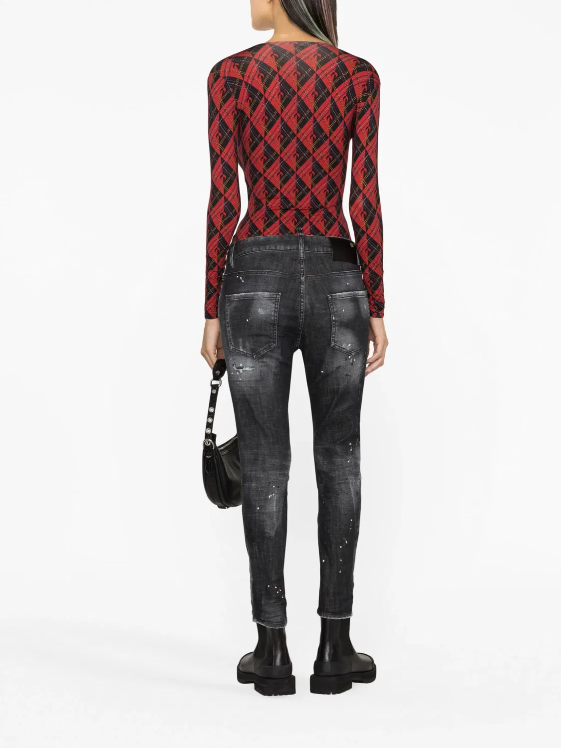 Укороченные Обтягивающие Джинсы С Порезами DSQUARED2, черный — фото 2