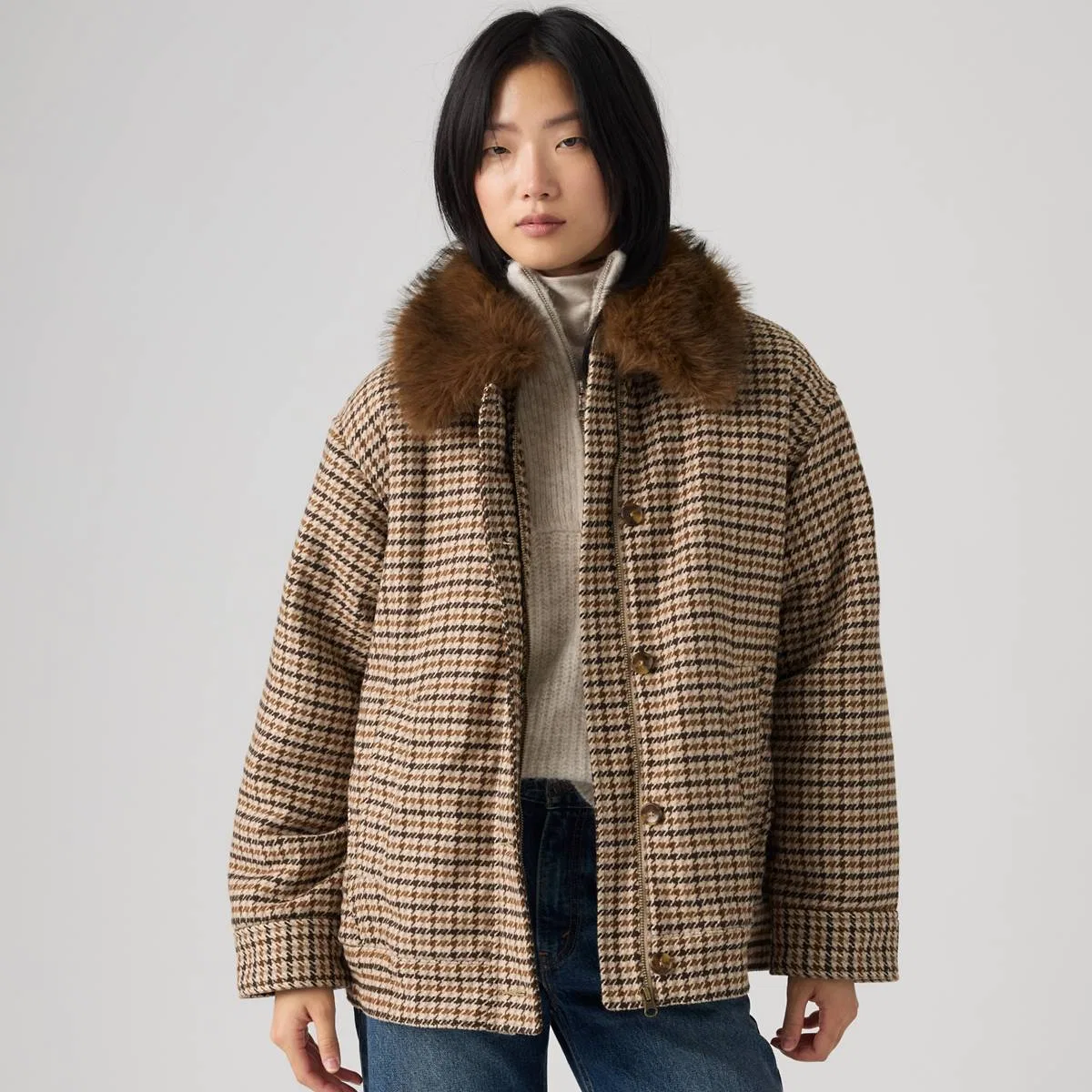 Пальто Billie в клетку «гусиная лапка» Levi's, Siggi Check Java Plaid_As Flr - Multi-Color
