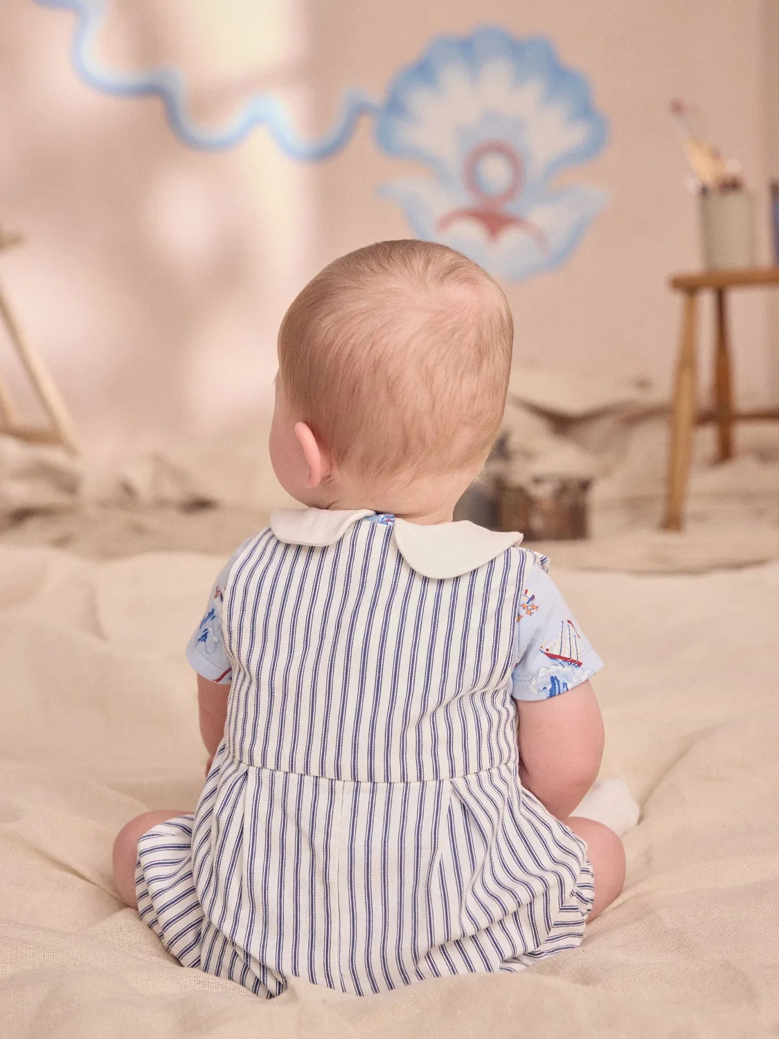 Комбинезон для новорожденных, полосатый, Cath Kidston Next, синий — фото 2