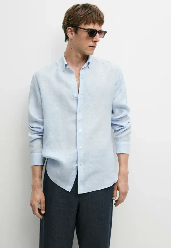 Рубашка с длинным рукавом Striped Massimo Dutti, light blue, светло-голубой