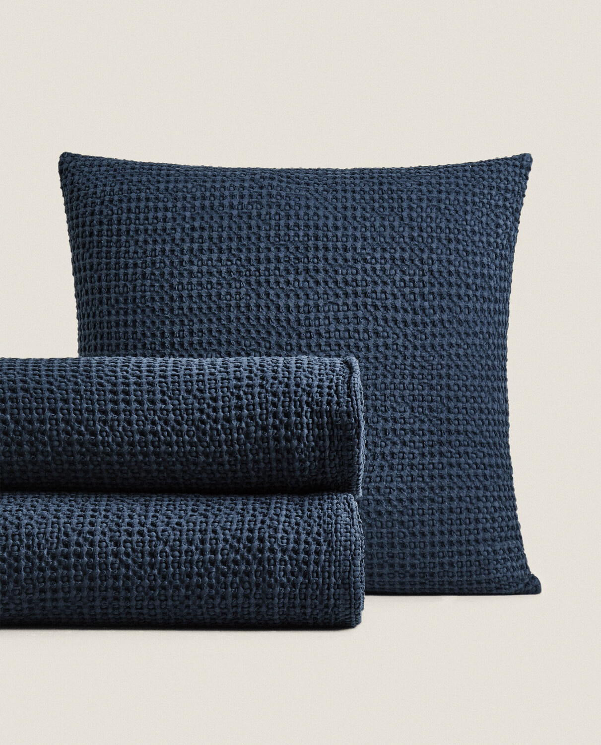 

Покрывало Zara Home Waffle Knit, синий