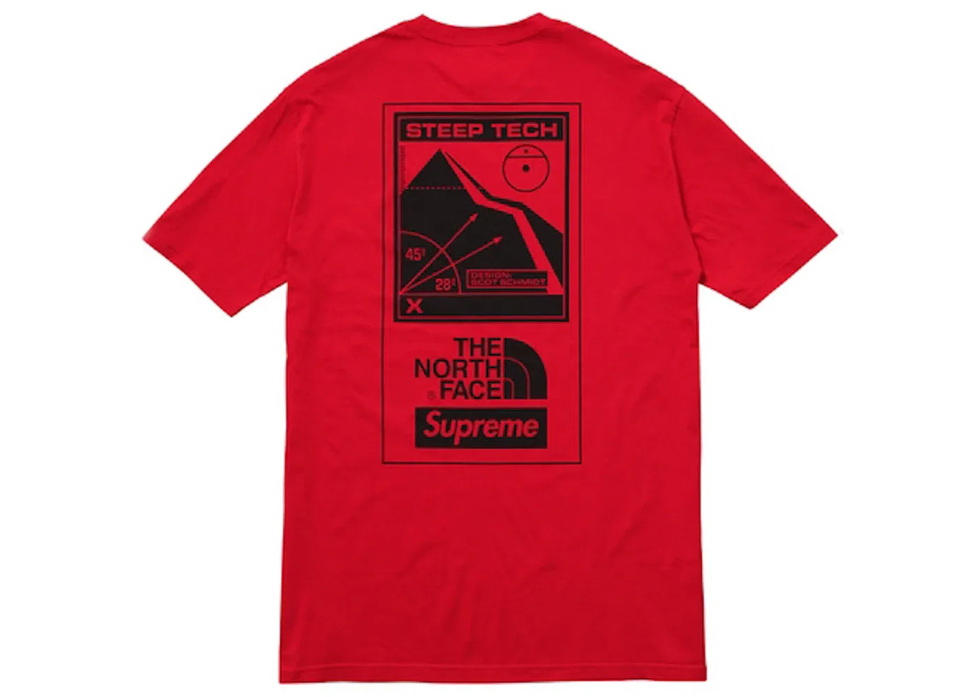 Мужская футболка с принтом Supreme The North Face Steep Tech Tee, Red — фото 2