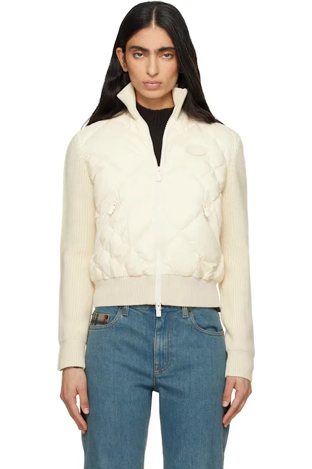 Куртка из нейлона и шерсти Burberry, утепленная, слоновая кость