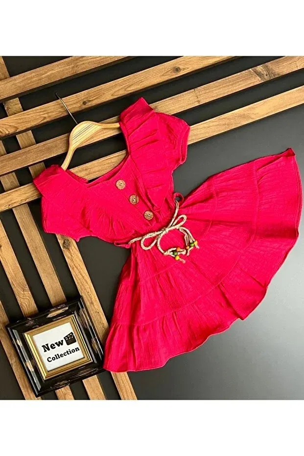 Детское платье-рубашка для девочек с коротким рукавом Ganixi Kids, Pink
