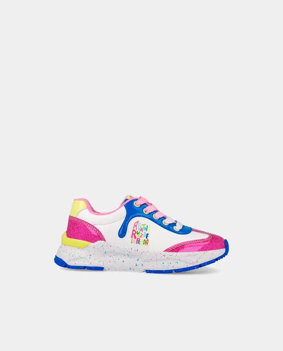 Детские кроссовки для девочек из кожи Agatha Ruiz de la Prada, Blanco / Fucsia