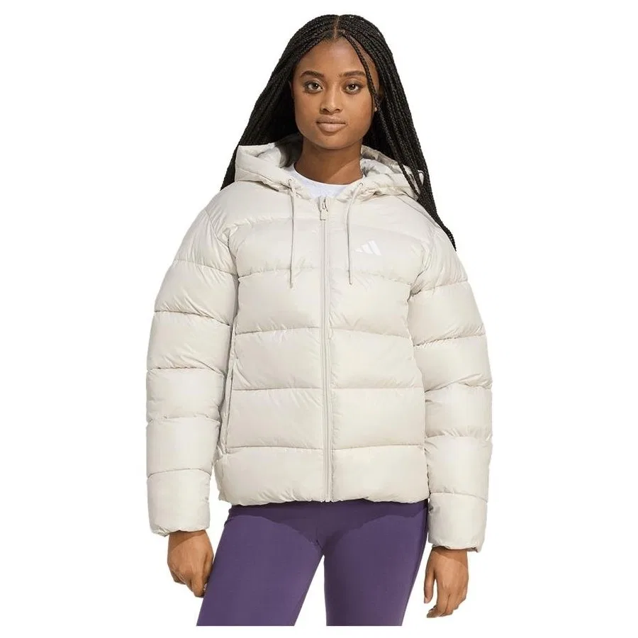 Женский утепленный пуховик с капюшоном adidas W ESS SD P HD J JV7768, Бежевый — фото 2