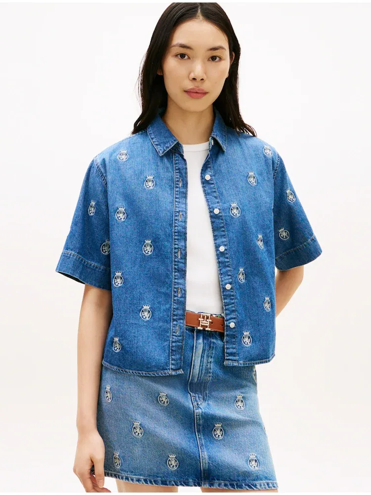 Рубашка джинсовая с вышивкой TOMMY HILFIGER, Blue