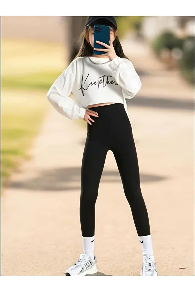 Детские леггинсы для девочек с зауженным кроем Yunayt, Black