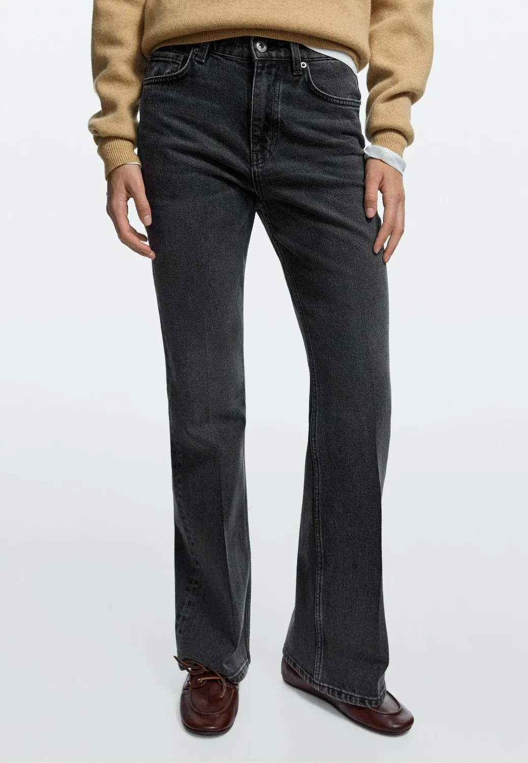 Расклешенные джинсы Massimo Dutti, Black