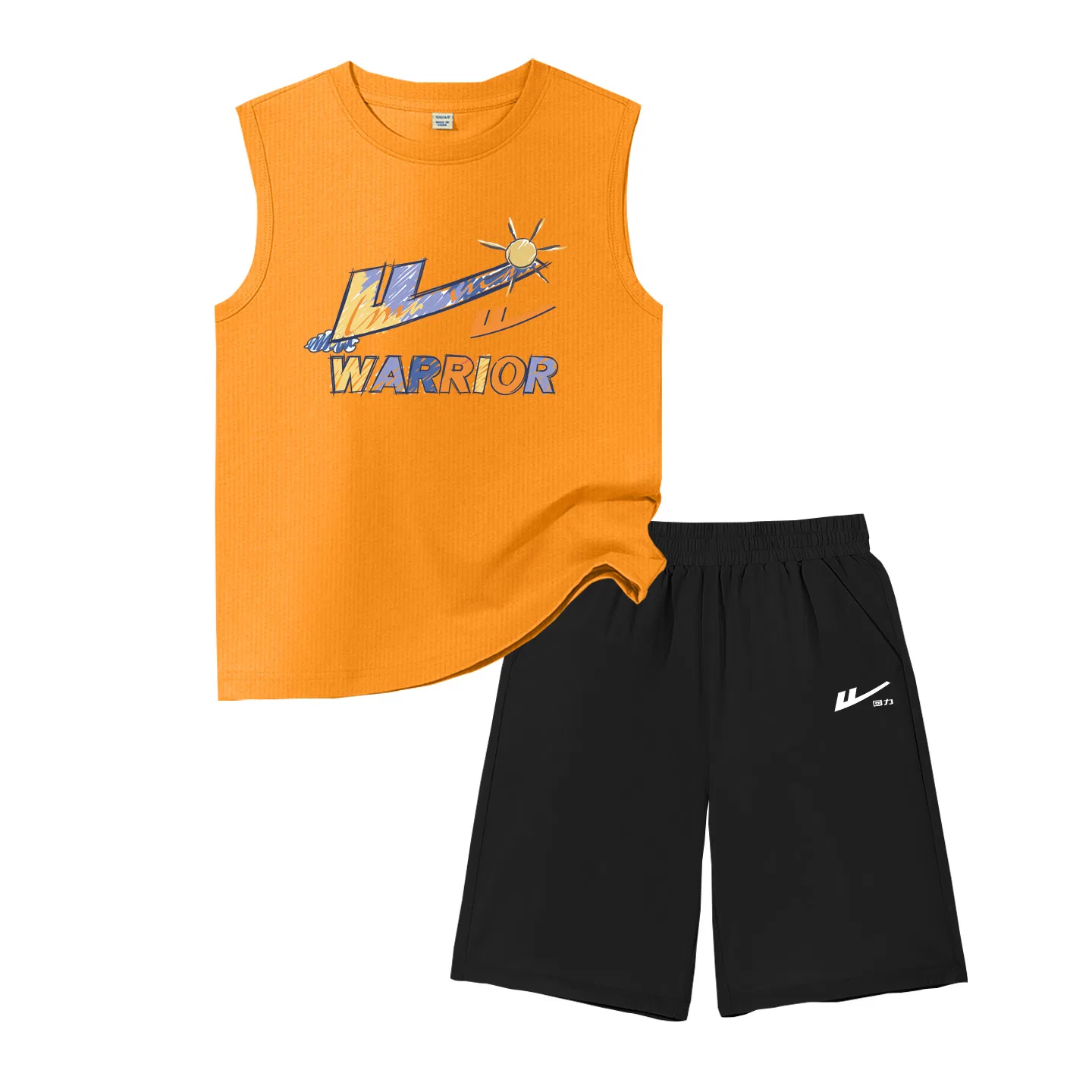 Детский спортивный комплект для мальчиков с принтом Orange/H Multicolor Label-Black/H White Huili Small K WARRIOR