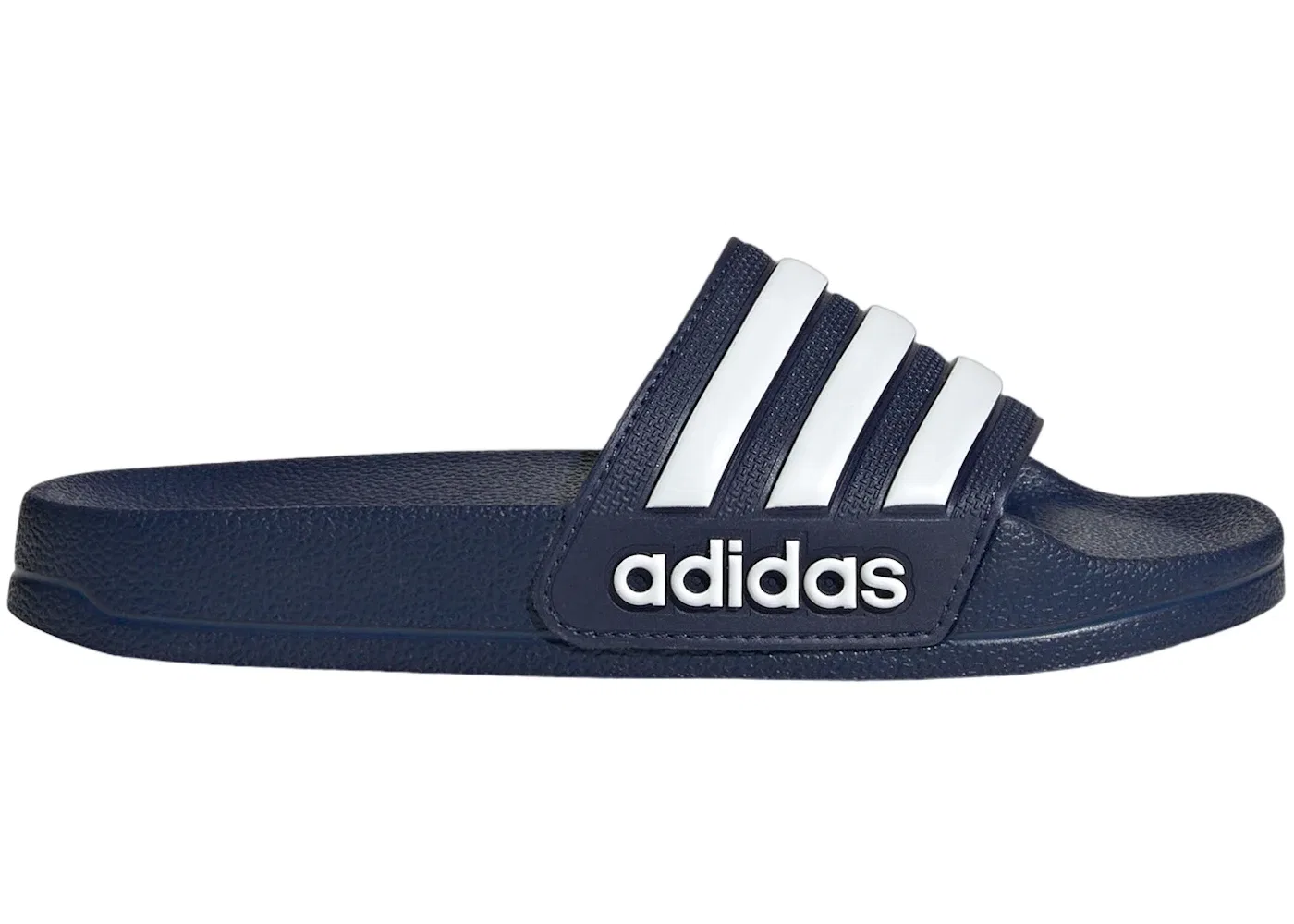 Детские шлепанцы с полосками Adidas Adilette Shower Slides, Dark Blue/Cloud White/Dark Blue