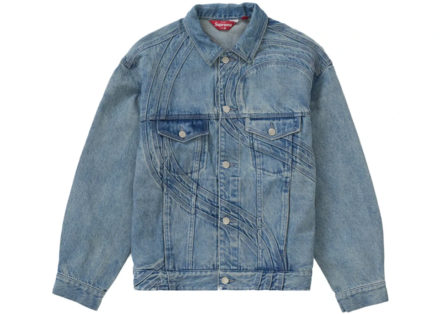 Мужская джинсовая куртка Supreme S Logo Denim Trucker Jacket, Washed Blue