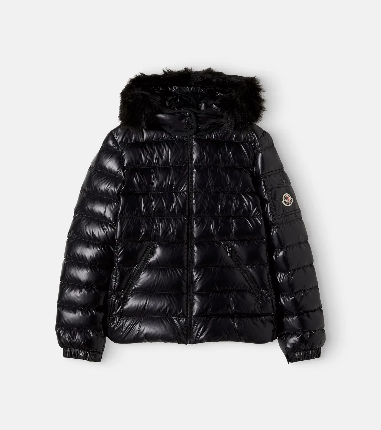 Пуховик с наполнителем из пуха и пера Moncler Enfant, черный
