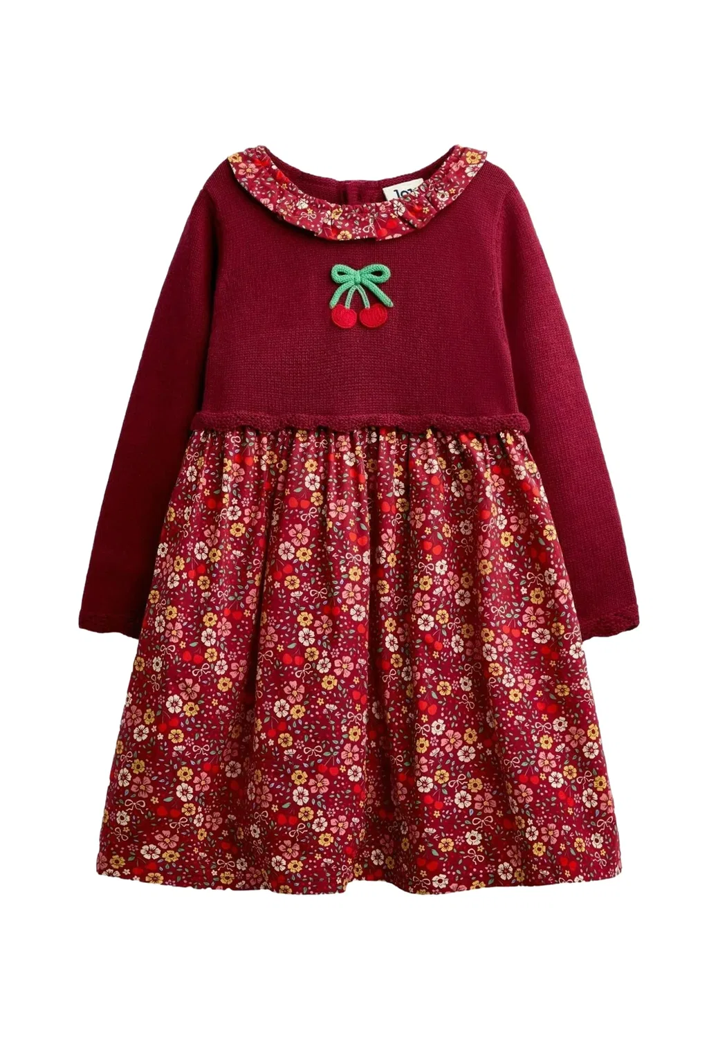 Вязаное платье-комбинезон Jojo Maman Bébé, Burgundy Red Cherry