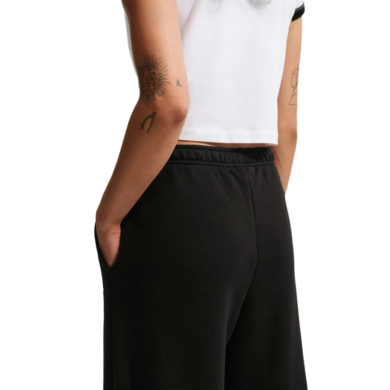 Женские брюки Studio Fleece STD Wide Leg Nike, цвет Black/Sail — фото 2