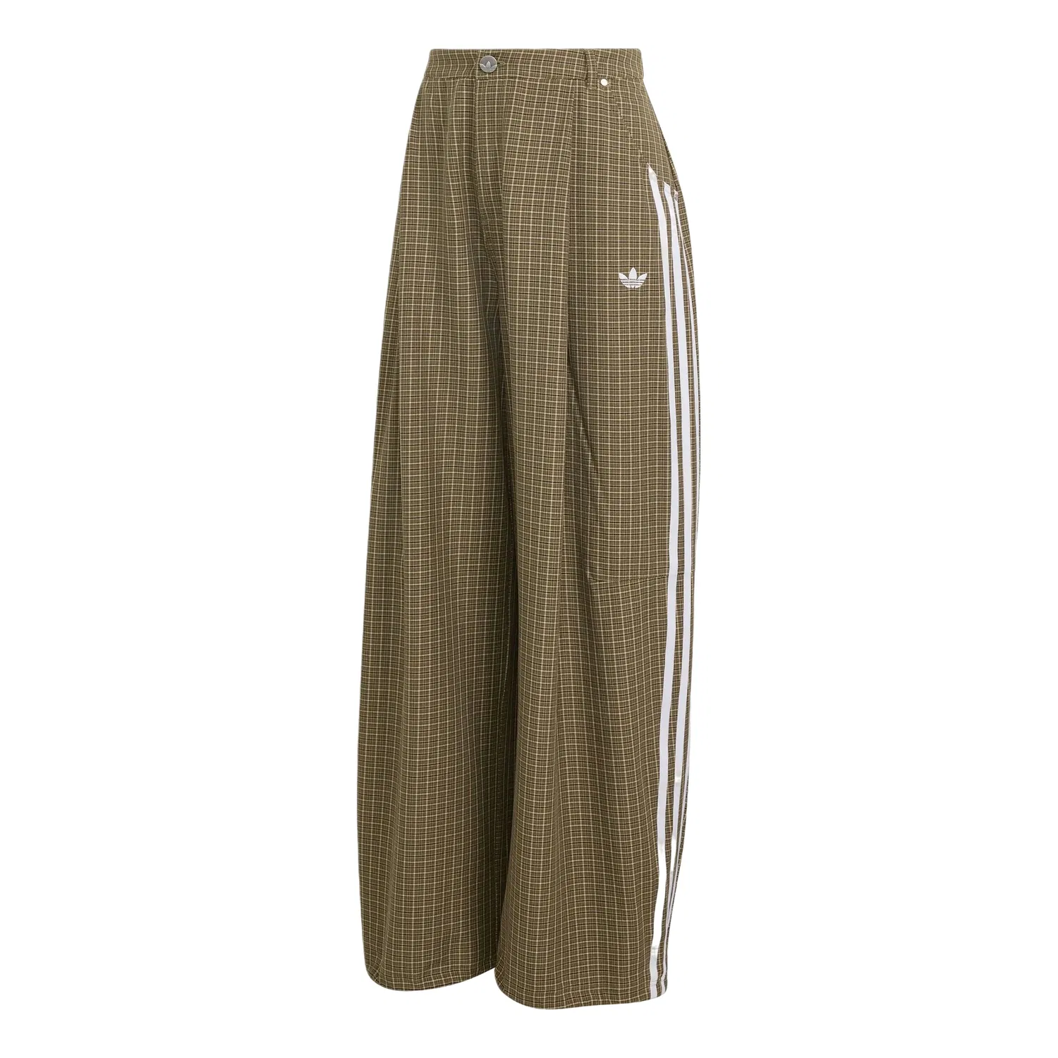 Женские брюки Checks Loose Pants Asia SIzing 'Olive Strata Wonder Beige Aurora Coffee' adidas, Olive Strata/Wonder Beige/Aurora Coffee