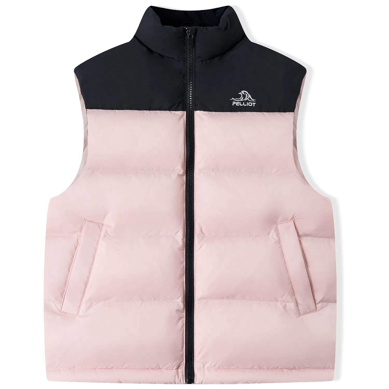 Детский пуховый жилет с воротником-стойкой PELLIOT, Obsidian Black+Ballet Pink