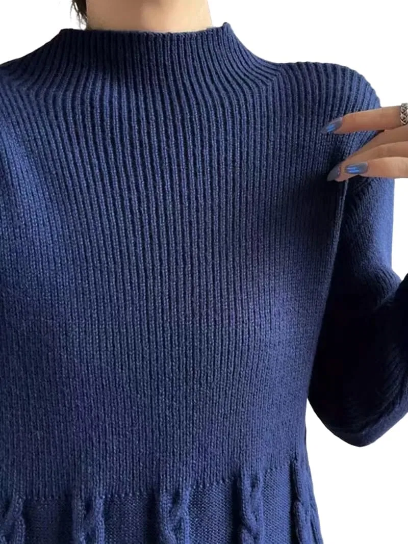 Женское платье-свитер с кабельным узором A-line, Blue — фото 4