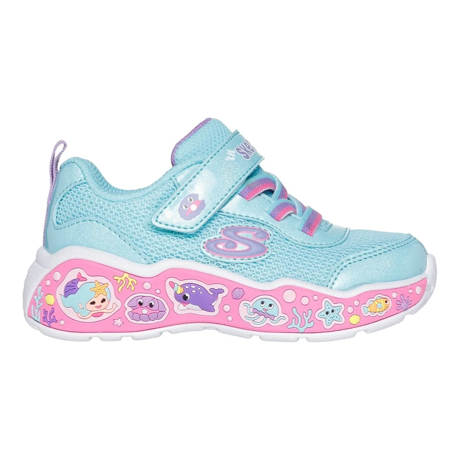 Детские кроссовки для первых шагов с рисунками Skechers, Turquoise Multi — фото 3