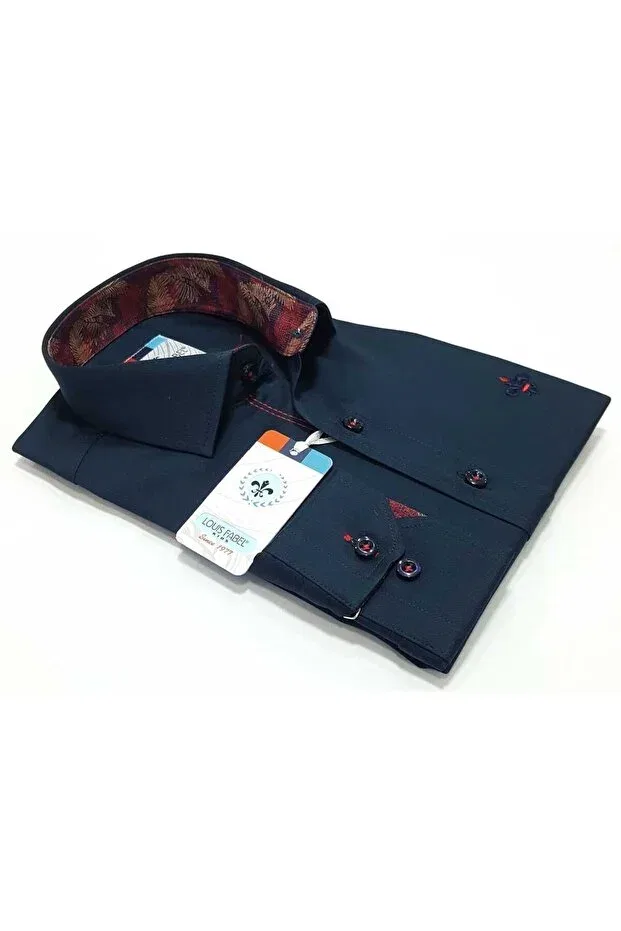 Детская рубашка для мальчиков с длинным рукавом Louis Kids, Navy Blue — фото 2