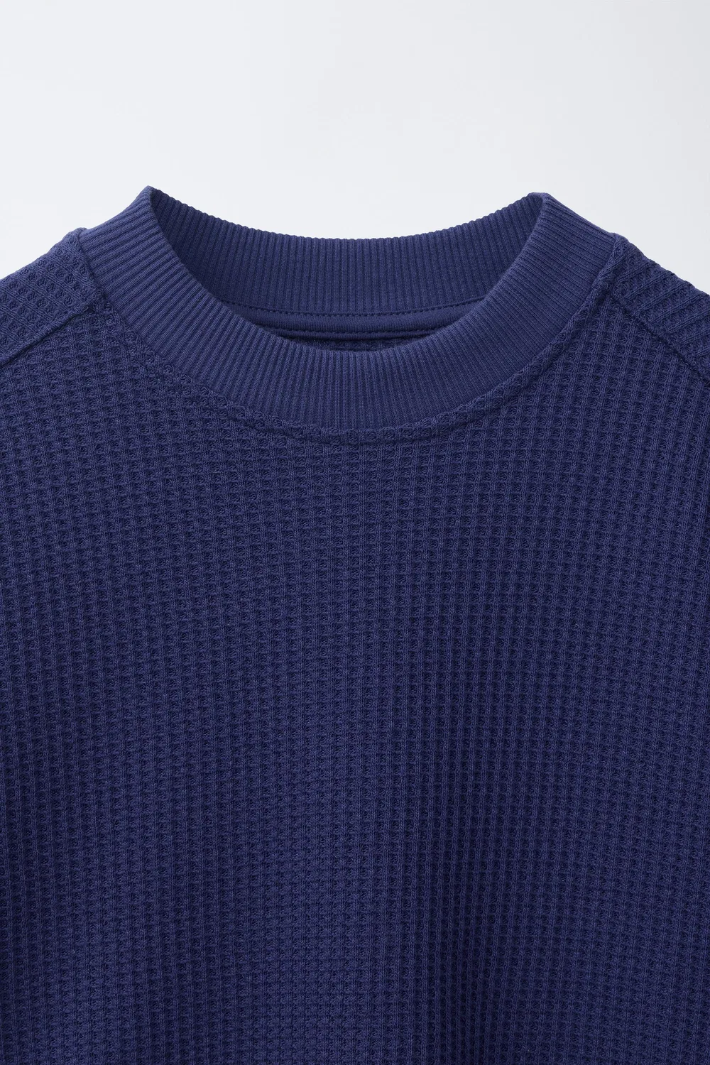 Плюшевая толстовка с вафельной текстурой ZARA, Bluish — фото 3