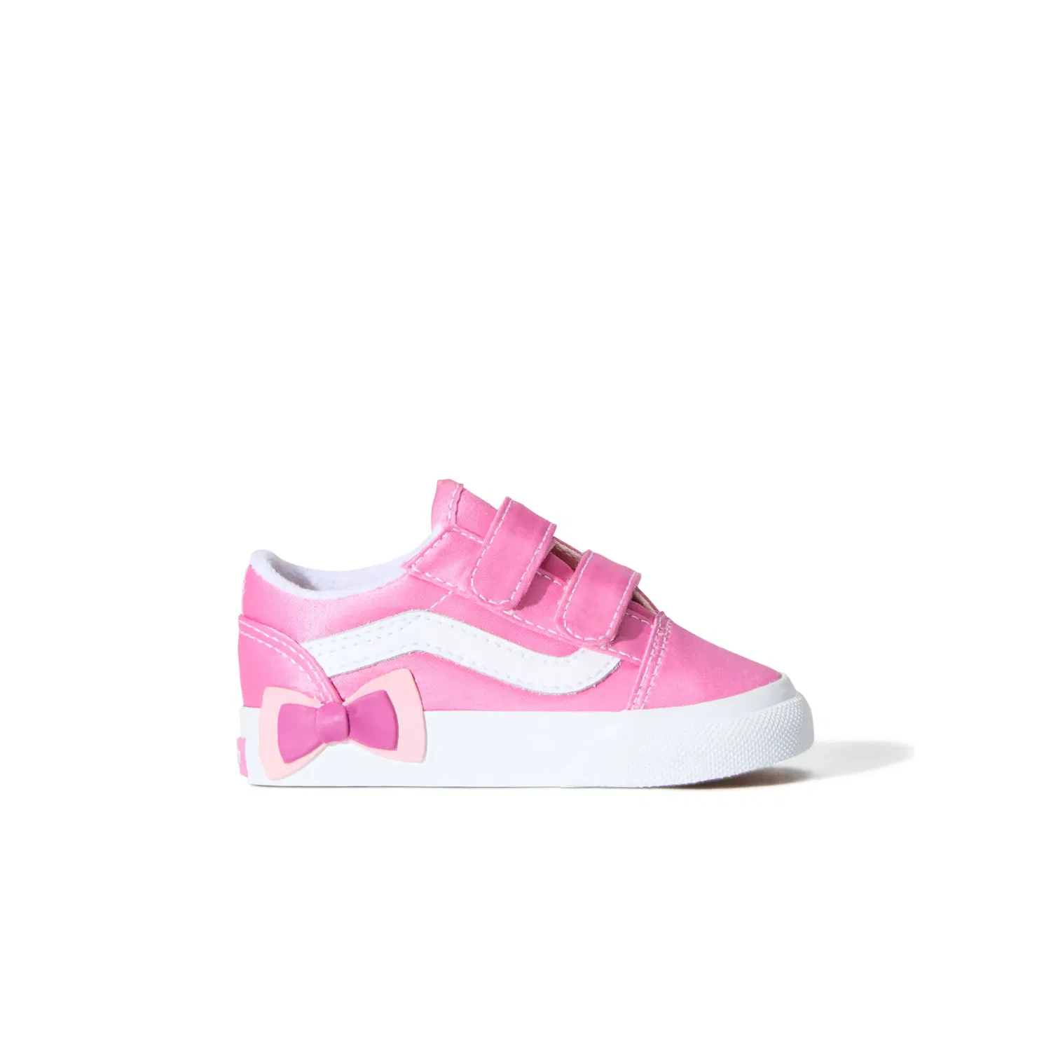 Детские кеды для девочек на липучках Old Skool V Bow Vans, Розовый