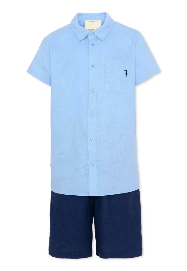 Комплект: шорты и рубашка из льна Tru Trussardi Junior, Light Blue, светло-голубой